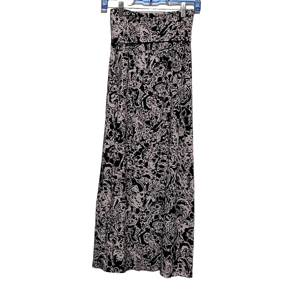 Cynthia Rowley Women's Black White Maxi Skirt Folded Waist Band‎ Size XS